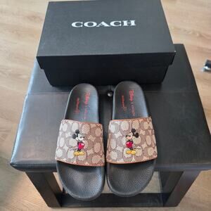 Disney X Coach Walt Disney World Signature Sport Slide Sandals Size 10 Brown NEW